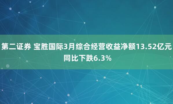第二证券 宝胜国际3月综合经营收益净额13.52亿元 同比下跌6.3%